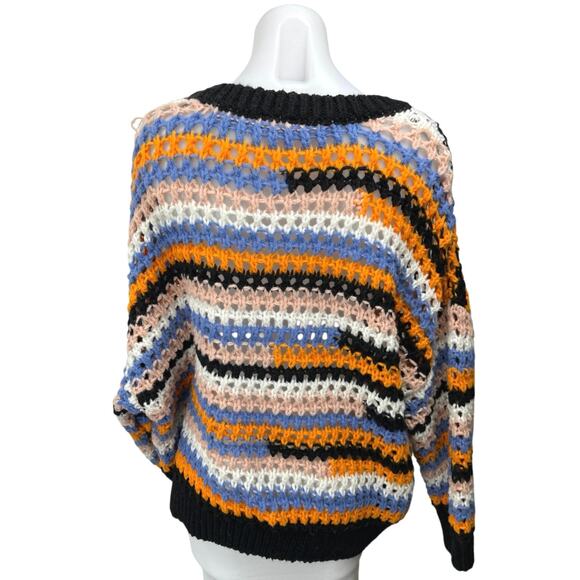 Divided by H&M Multicolor Striped Crochet Open Knit Pullover Sweater Top Size XL - Picture 2 of 5